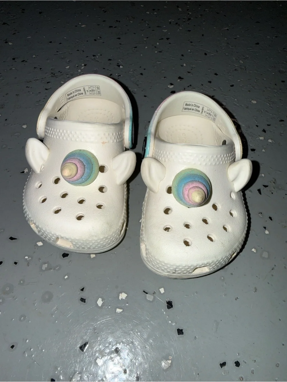 Kids White Unicorn Clog Shoes with Pastel Accent